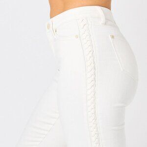 Judy Blue Mid Rise Braided Side Seam Relaxed Jeans